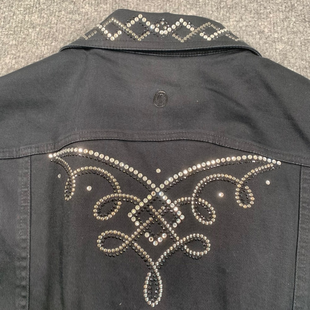 Christine Alexander Womens Black Rhinestone Embellished Western Vest Large Bling - Picture 5 of 10